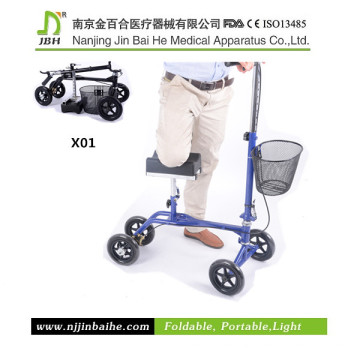 Caminador plegable de rodilla con asiento ajustable